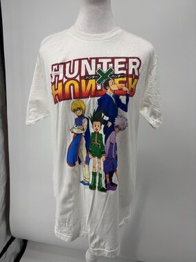 White Graphic Anime Short Sleeve Tee - Hunter X Hunter Style